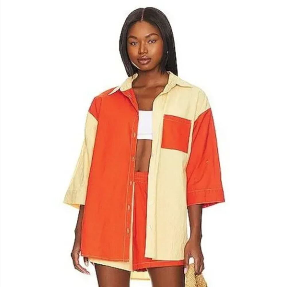 It's‎ Now Cool Vacay Shirt Size S Vermillion Women's INC204 Orange/Yellow